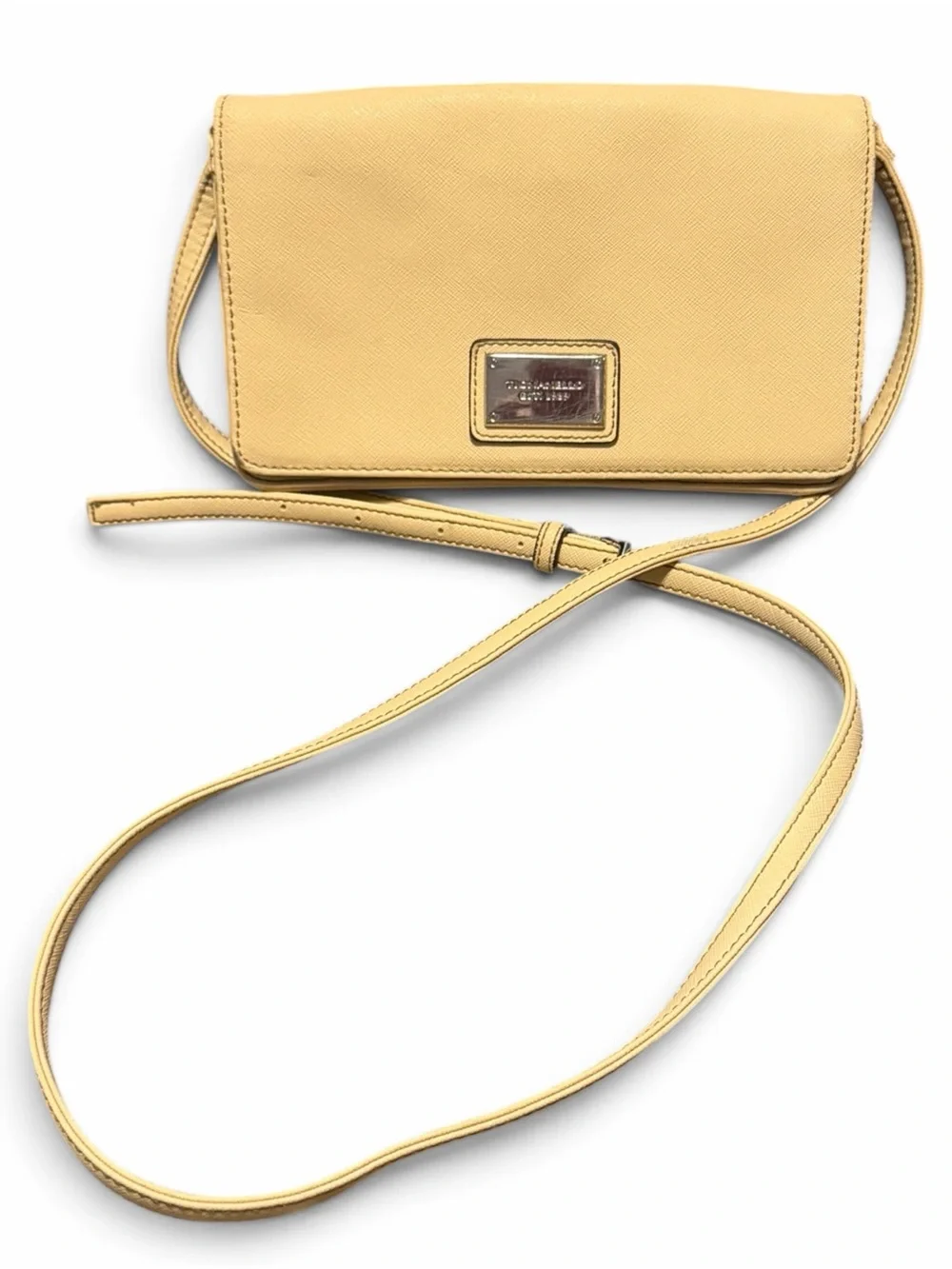 Tignanello Pale Yellow Crossbody Wallet w/call outs (corners&strap)